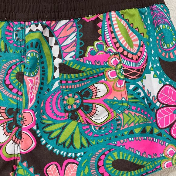 Old Navy Y2K Neon Floral Paisley Beach Pool Shorts Coconut Girl Retro Surfer S - Picture 4 of 7